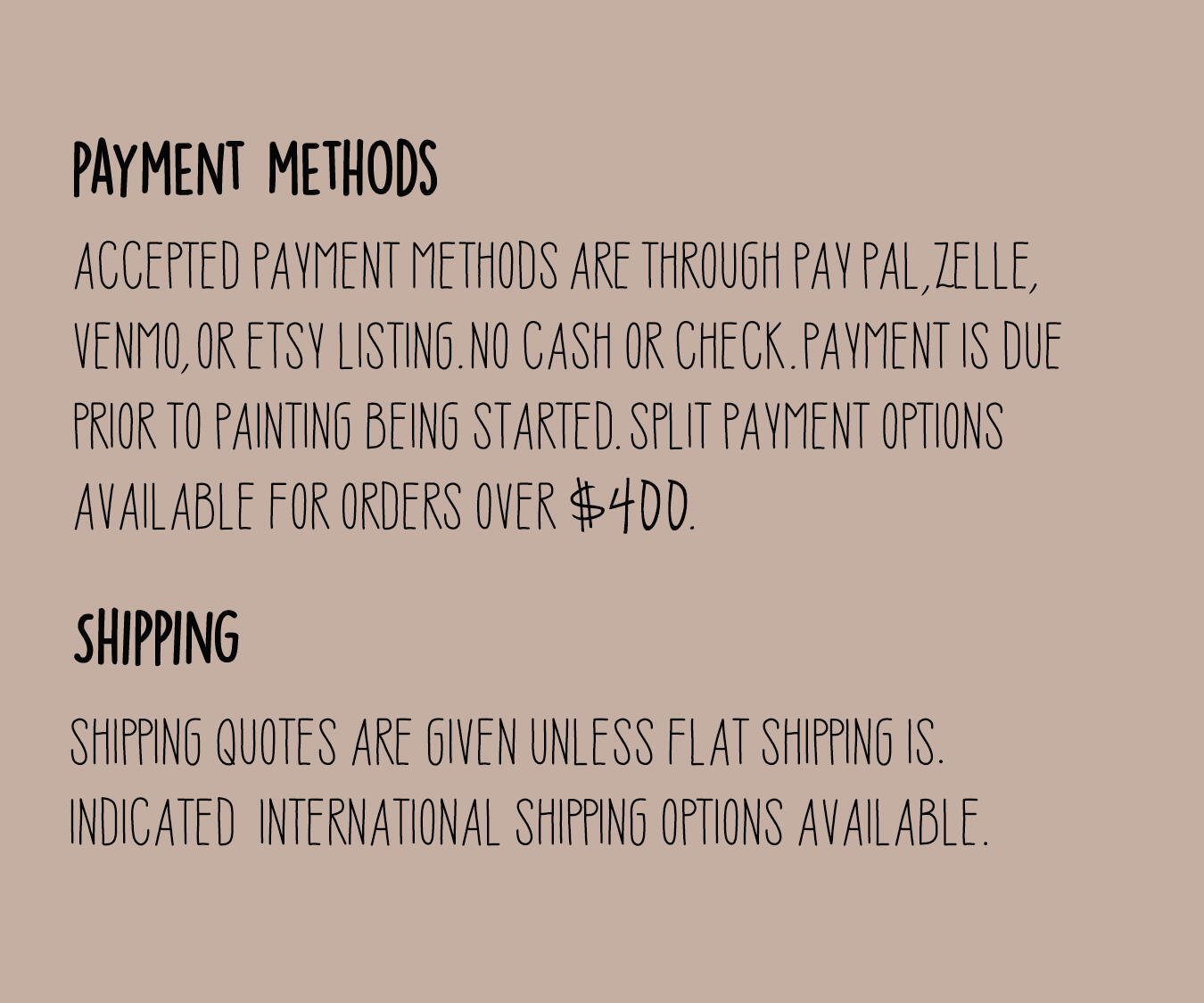 Accepted Payment Methods &amp; Shipping